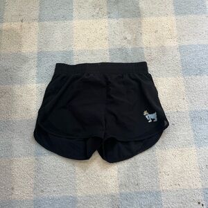 Women's Black Athletic Shorts with Embroidered Detail